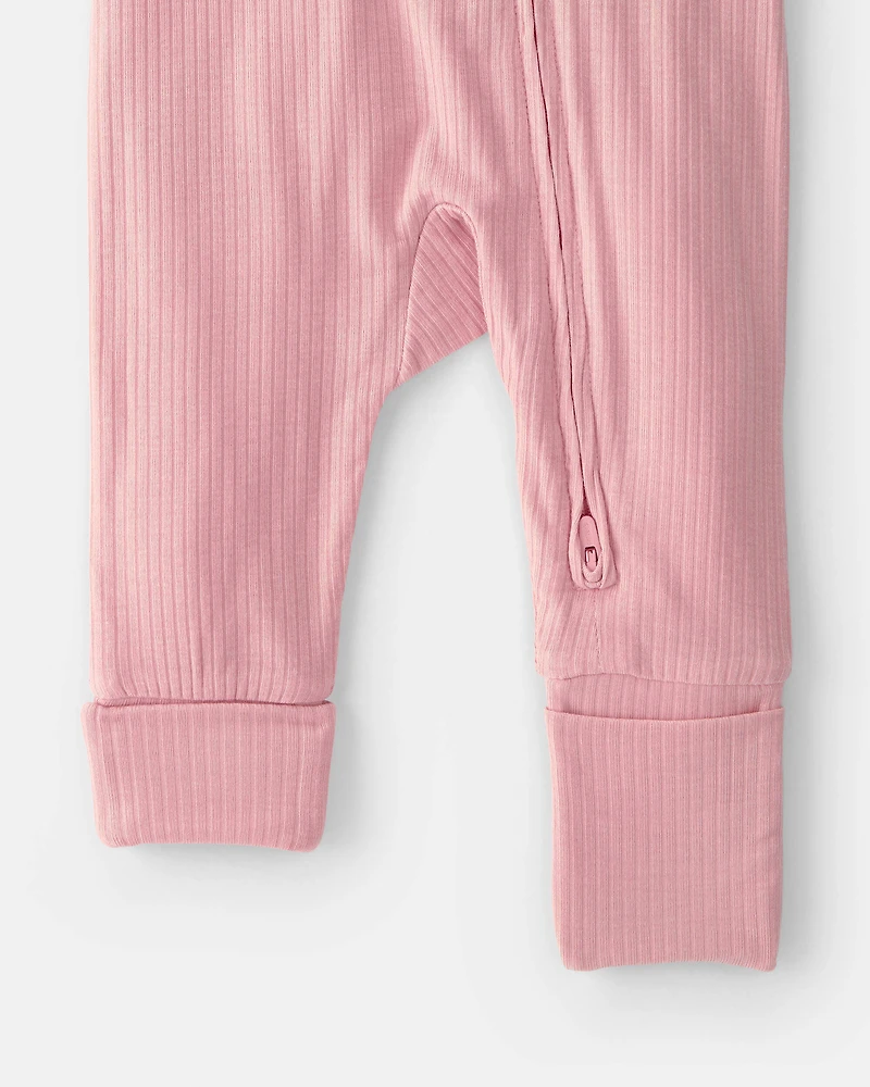 Baby Girl 2-Way Zip PurelySoft Sleep & Play Pajama - Pink