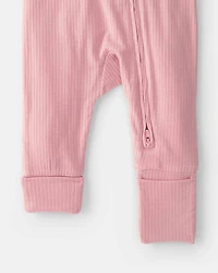 Baby Girl 2-Way Zip PurelySoft Sleep & Play Pajama - Pink