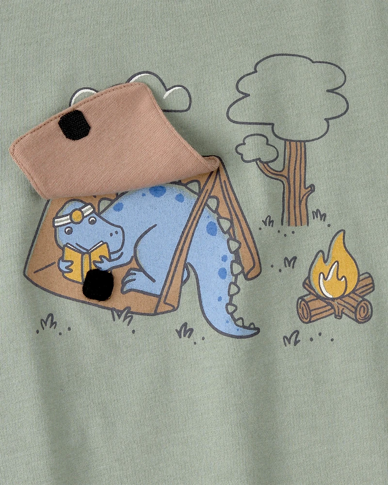 Toddler Boy Camping Dinosaur Graphic Tee - Green