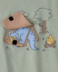 Toddler Boy Camping Dinosaur Graphic Tee - Green