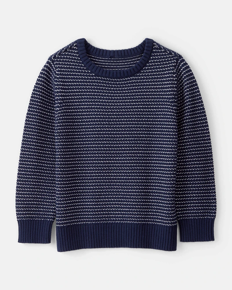 Boys Striped Cotton Long-Sleeve Sweater - Blue