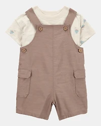 Baby Boy 2-Piece Sunset Tee & Shortall Set - Brown