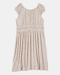 Kid Polka Dot Short-Sleeve Dress - Tan