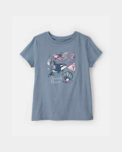 Girls 'Seaside Resort' Sea Animal Graphic Tee - Blue