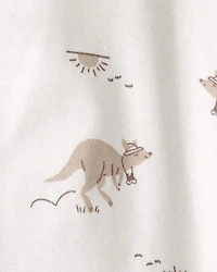 Baby Kangaroo 2-Way Zip 100% Cotton Sleep & Play Pajama - Cream