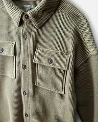 Baby Boy Long-Sleeve Waffle Knit Utility Shirt - Green