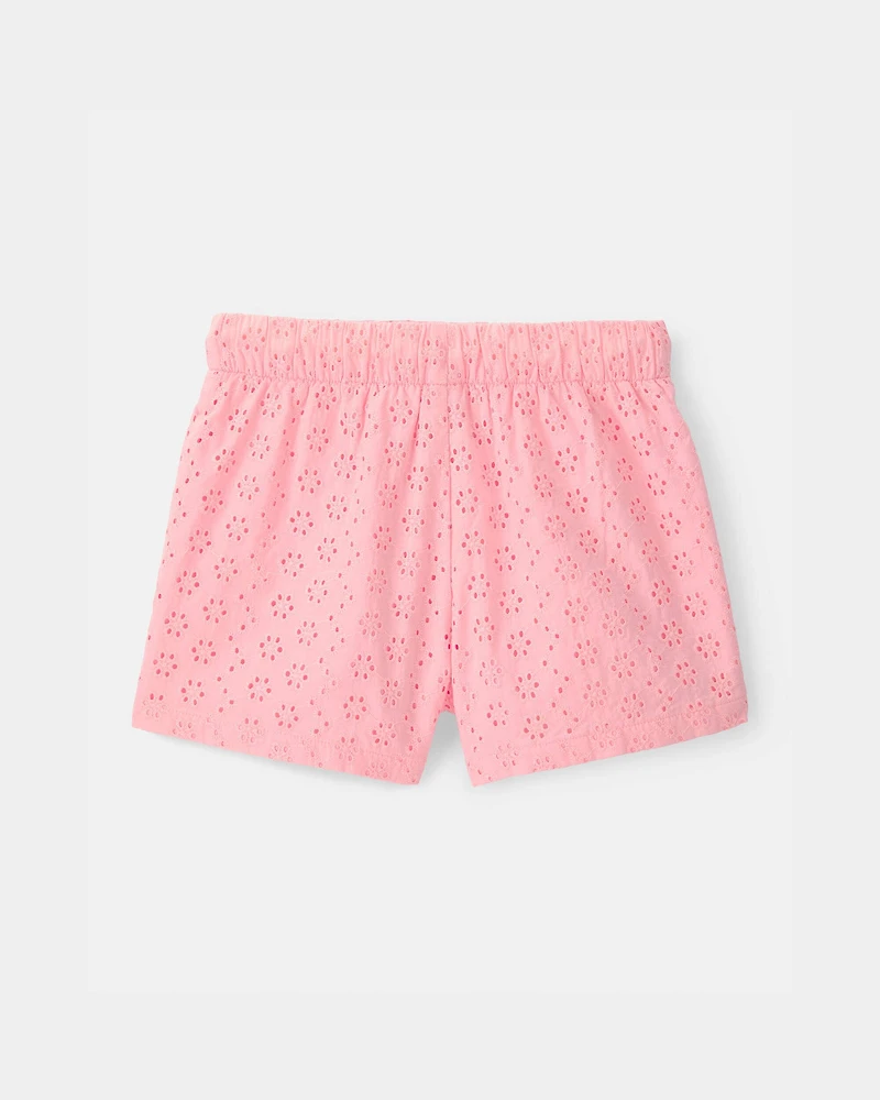 Girls Eyelet Shorts - Pink