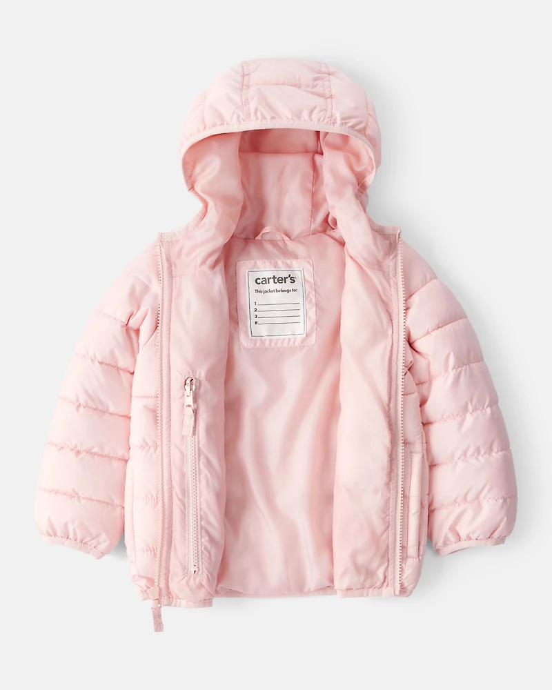 Toddler Packable Hooded Puffer Jacket - Pink