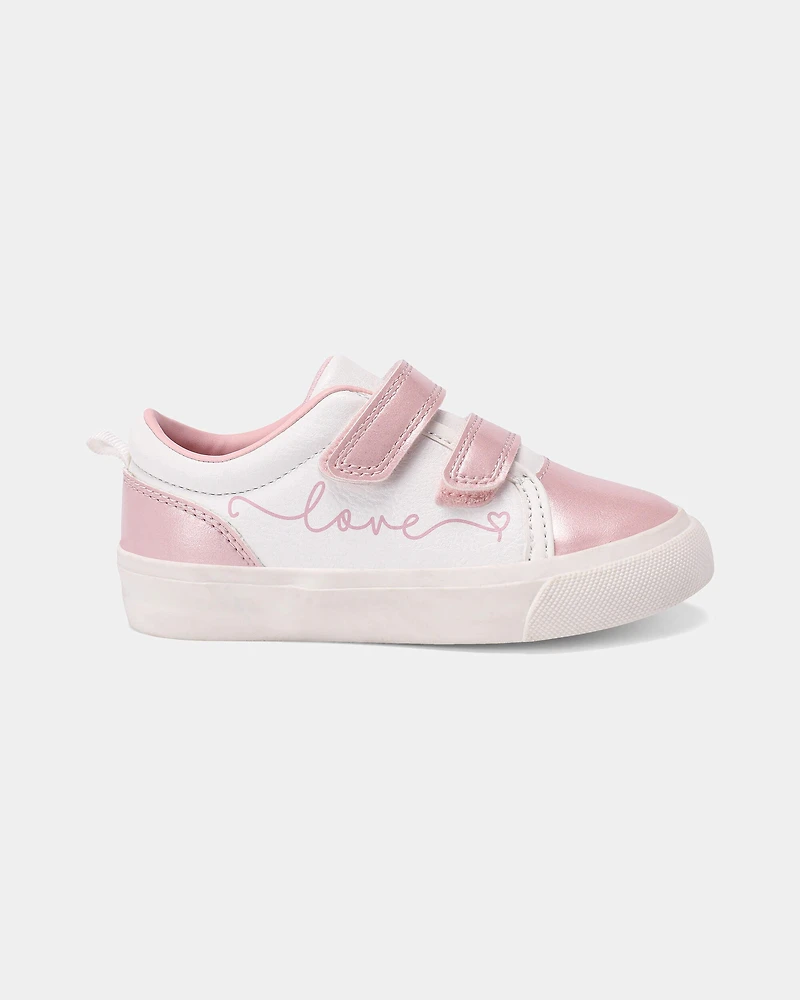 Toddler Girl 'Love' Casual Sneakers - Pink/White