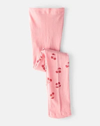 Toddler Girl Cherries Print Tights - Pink