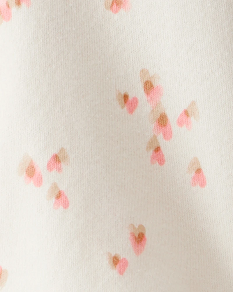 Baby Girl Heart Print Long-Sleeve Flannel Shirt - Cream