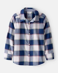 Boys Plaid Cotton Long-Sleeve Button-Down Shirt