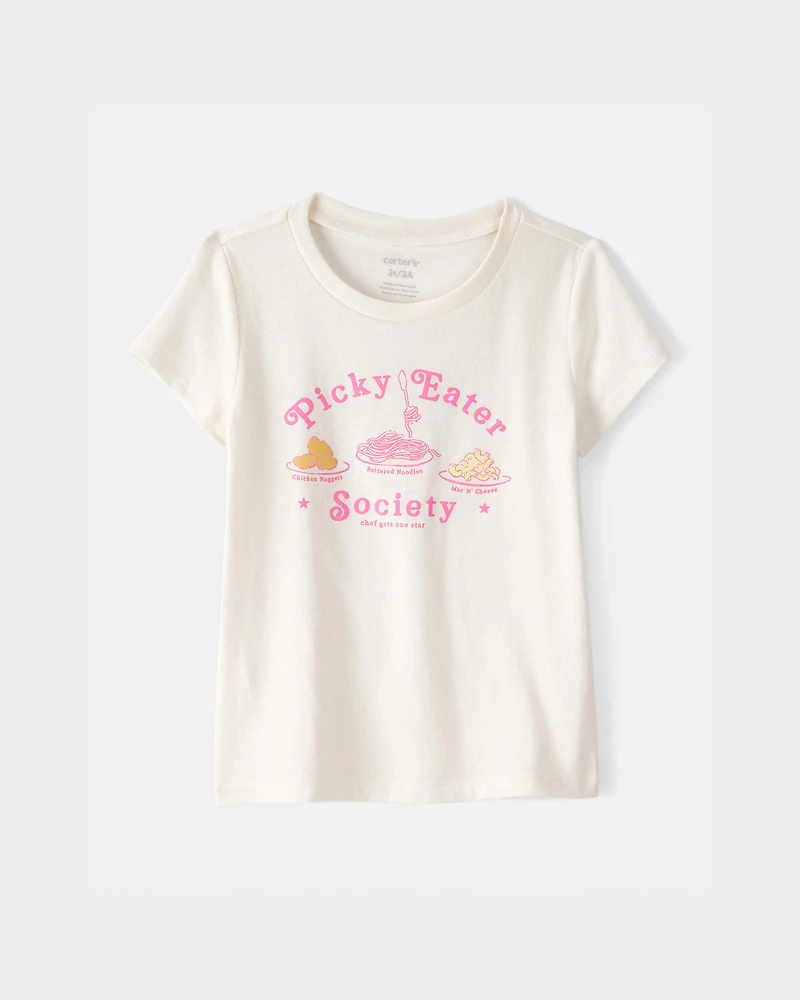 Toddler Girl 'Picky Eater' Graphic Tee - Cream