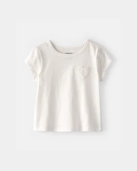 Baby Girl Heart Pocket Top - Ivory