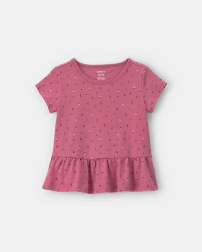 Toddler Girl Floral Peplum Top - Pink