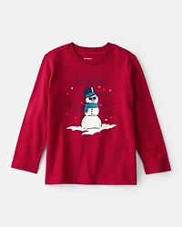 Toddler Boy Snowman Long-Sleeve Graphic Tee - Red