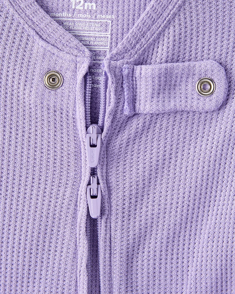 Baby Girl PurelySoft Long-Sleeve 2-Way Zip 1-Piece Pajamas - Purple