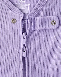Baby Girl PurelySoft Long-Sleeve 2-Way Zip 1-Piece Pajamas - Purple