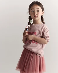 Toddler Girl 'I Wanna Go Outside' Long-Sleeve Relaxed Graphic Tee - Light Pink