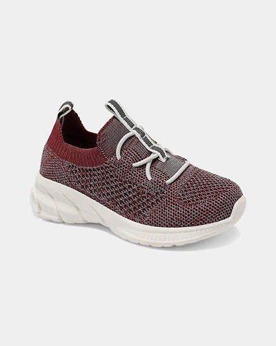 Toddler Boy Pull-On Athletic Sneakers - Red/Grey
