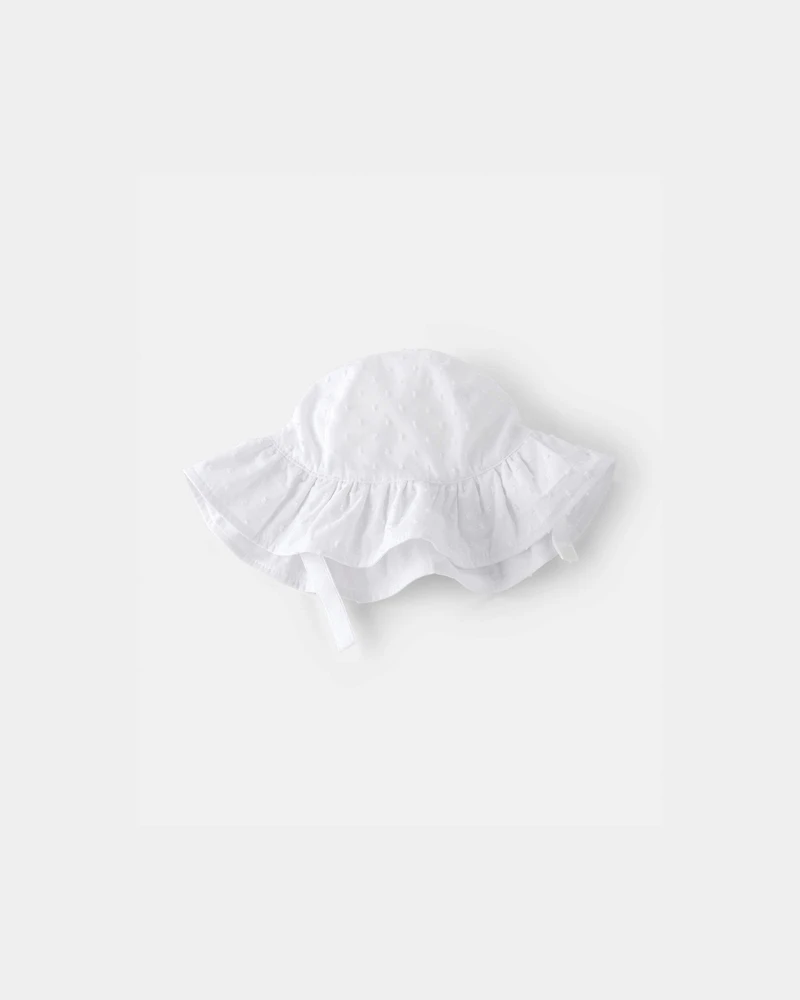 Baby Girl Cotton Swiss Dot Sunhat - White