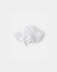 Baby Girl Cotton Swiss Dot Sunhat - White