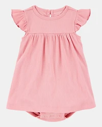 Baby 2-Piece Bodysuit Dress & Cardigan Set - Pink/Ivory