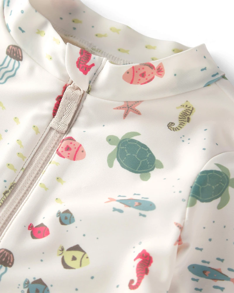 Toddler Girl Recycled Rashguard Swimsuit in Under the Sea
