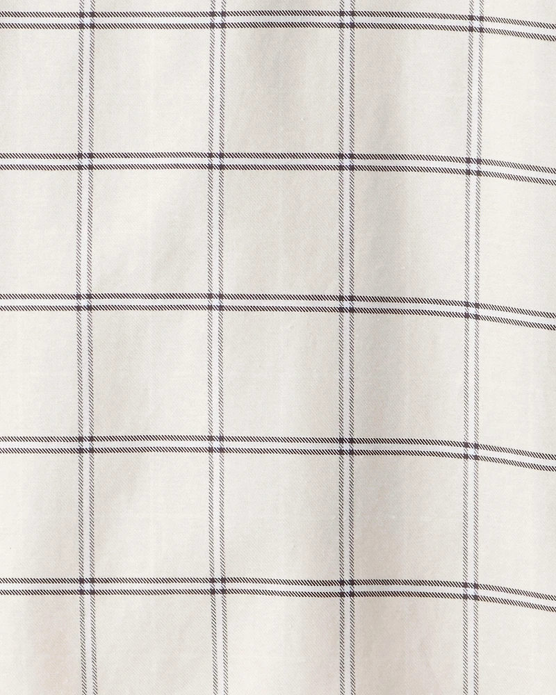 Girls 2-Piece Plaid Long-Sleeve Dress Set - Black/White