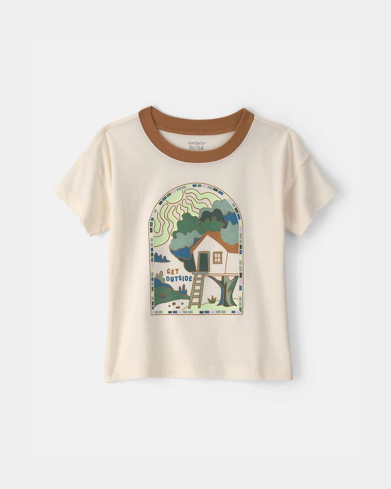 Toddler Boy 'Get Outside' Graphic Tee - Cream