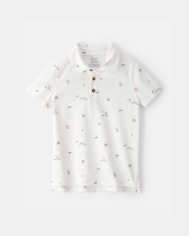 Toddler Boy 2-Piece Polo Shirt & Short Set - White/Blue