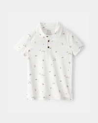 Toddler Boy 2-Piece Polo Shirt & Short Set - White/Blue