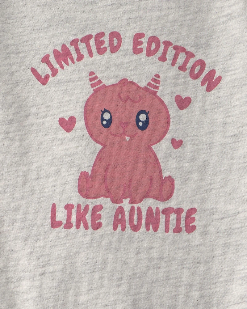 Baby Girl 'Limited Edition Like Auntie' Long-Sleeve Graphic Bodysuit - Grey