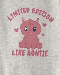Baby Girl 'Limited Edition Like Auntie' Long-Sleeve Graphic Bodysuit - Grey