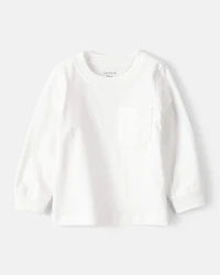 Baby Boy Long-Sleeve Pocket Tee - White