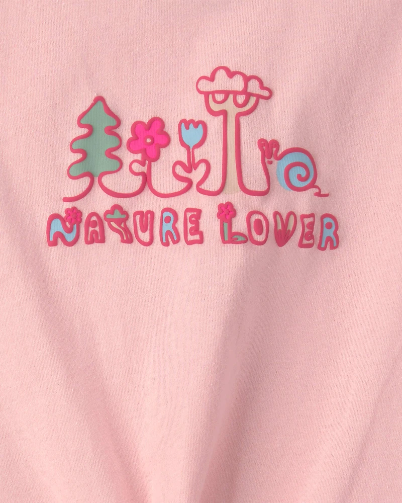 Toddler Girl 'Nature Lover' Short-Sleeve Tie Top - Pink