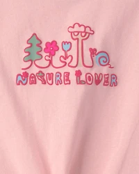 Toddler Girl 'Nature Lover' Short-Sleeve Tie Top - Pink
