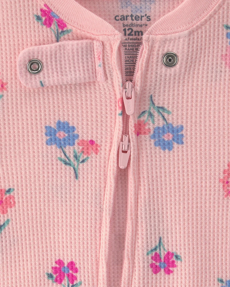 Baby Girl 1-Piece Floral Thermal Snug Fit Pajama - Pink