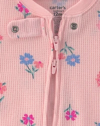 Baby Girl 1-Piece Floral Thermal Snug Fit Pajama - Pink