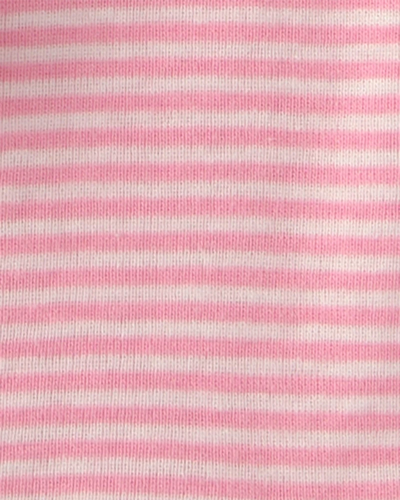 Baby Girl Ice Cream 100% Cotton Short-Sleeve Snug Fit 4-Piece Pajama Set - Pink/Ivory