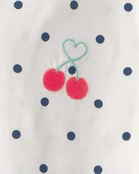 Girls 2-Piece Cherry Polka Dots Tee & Pant Set - Blue/Ivory