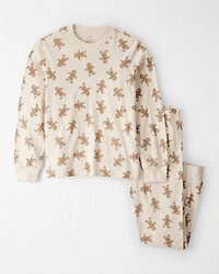 Adult Organic Cotton Pajamas Set in Gingerbread Man Print