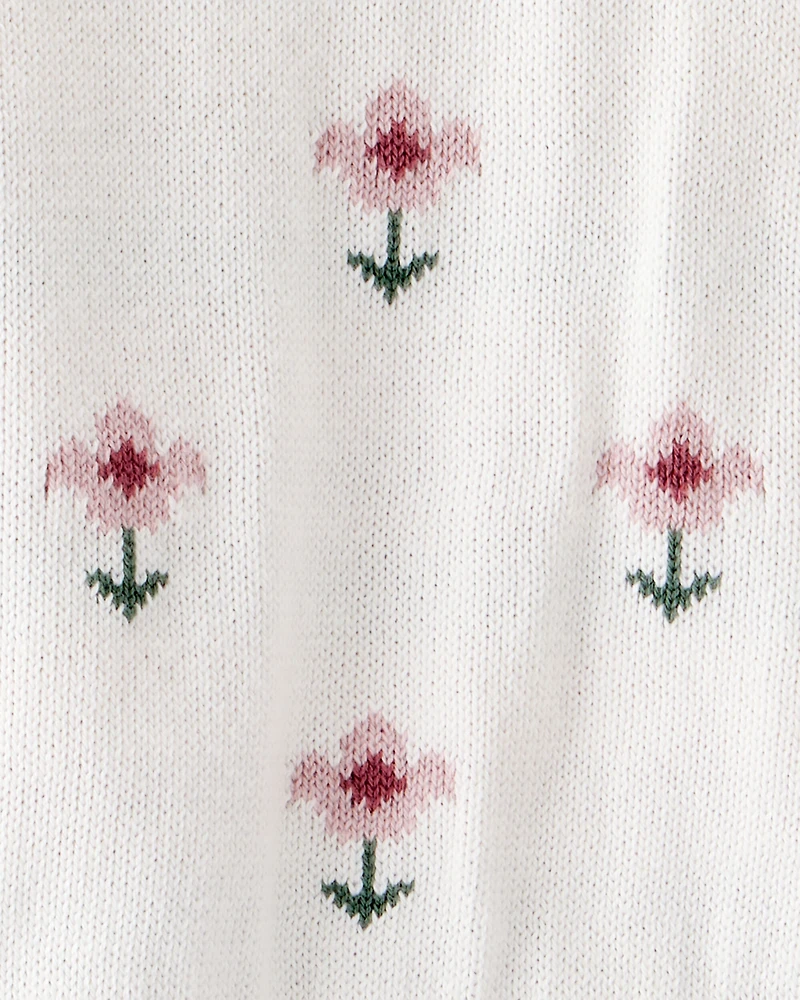 Baby Girl 2-Piece Organic Cotton Knit Pullover & Pant Set in Wildflower Maze