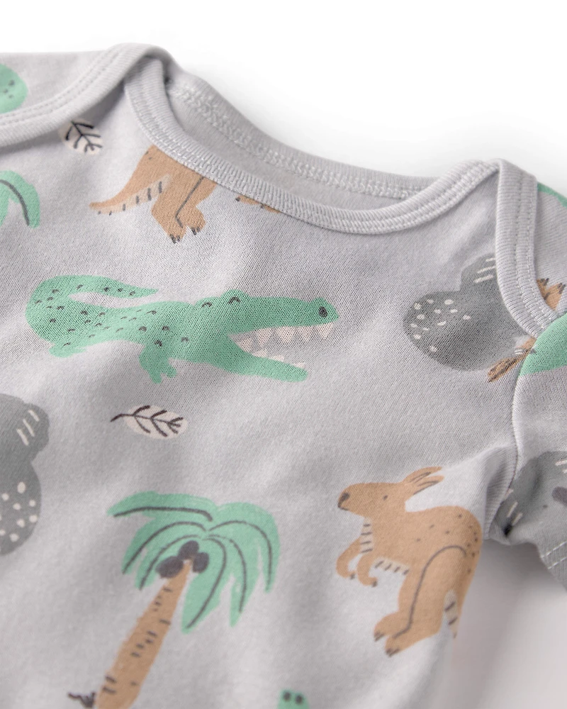 Baby 3-Pack Organic Cotton Bodysuits in Aussie Friends Print