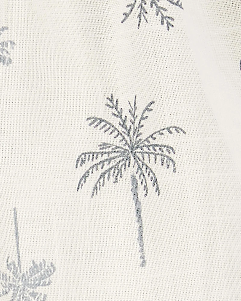 Baby Girl Palm Tree Cotton Romper - Ivory