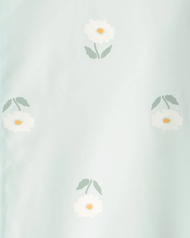 Girls Floral Raincoat - Blue