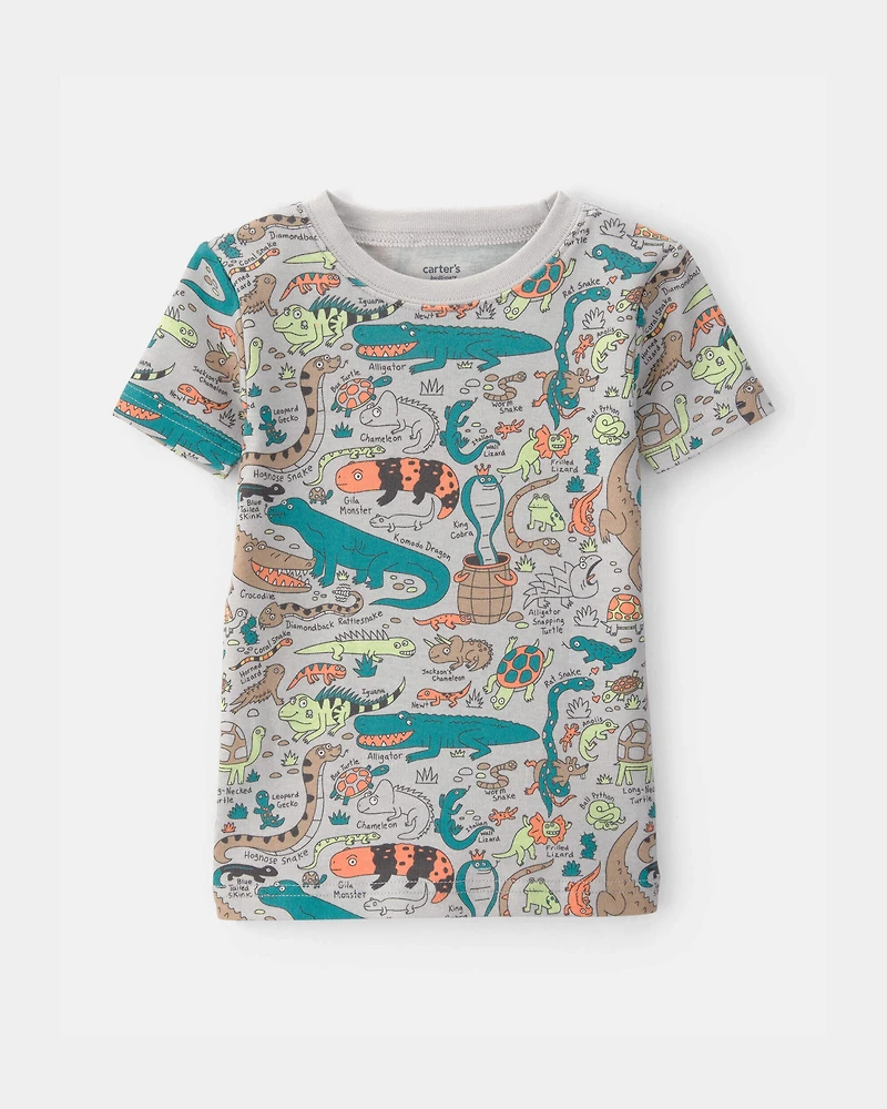 Baby Boy Alligator 100% Cotton Snug Fit 2-Piece Pajama Set - Grey