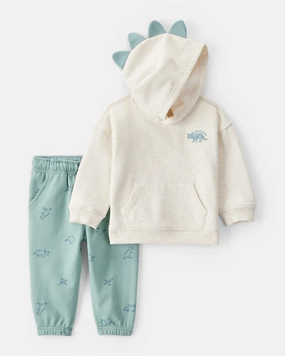 Baby Boy DayDream Fleece Dinosaur Print Long-Sleeve Tee & Pant Set