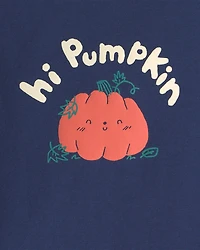 Baby Boy 'Hi Pumpkin' Long-Sleeve Graphic Bodysuit - Navy Blue