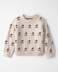 Toddler Girl Organic Cotton Sweater Knit Pullover in Wildflower Maize